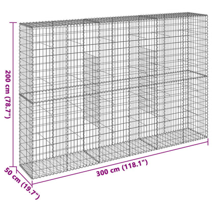 vidaXL Gabione mit Deckel 300x50x200 cm Verzinktes Eisen