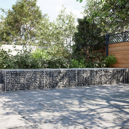 vidaXL Gabione mit Deckel 400x100x50 cm Verzinktes Eisen