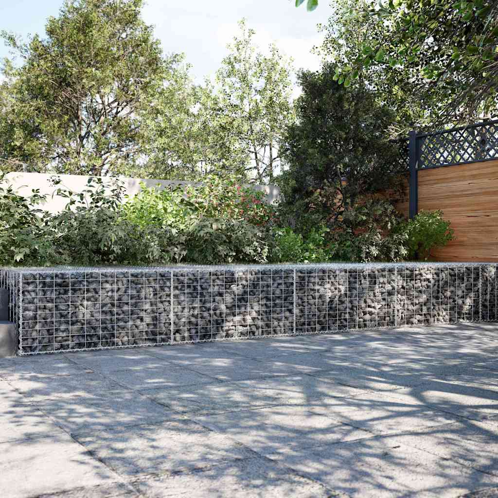 vidaXL Gabione mit Deckel 500x100x50 cm Verzinktes Eisen