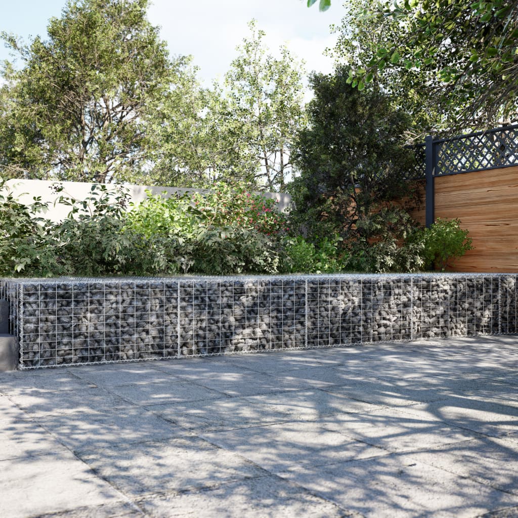 vidaXL Gabione mit Deckel 1200x100x50 cm Verzinktes Eisen