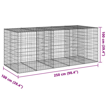 vidaXL Gabione mit Deckel 250x100x100 cm Verzinktes Eisen