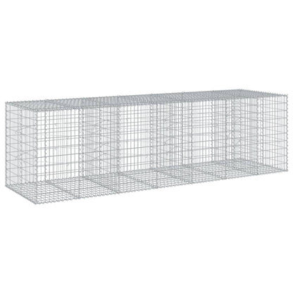 vidaXL Gabione mit Deckel 350x100x100 cm Verzinktes Eisen