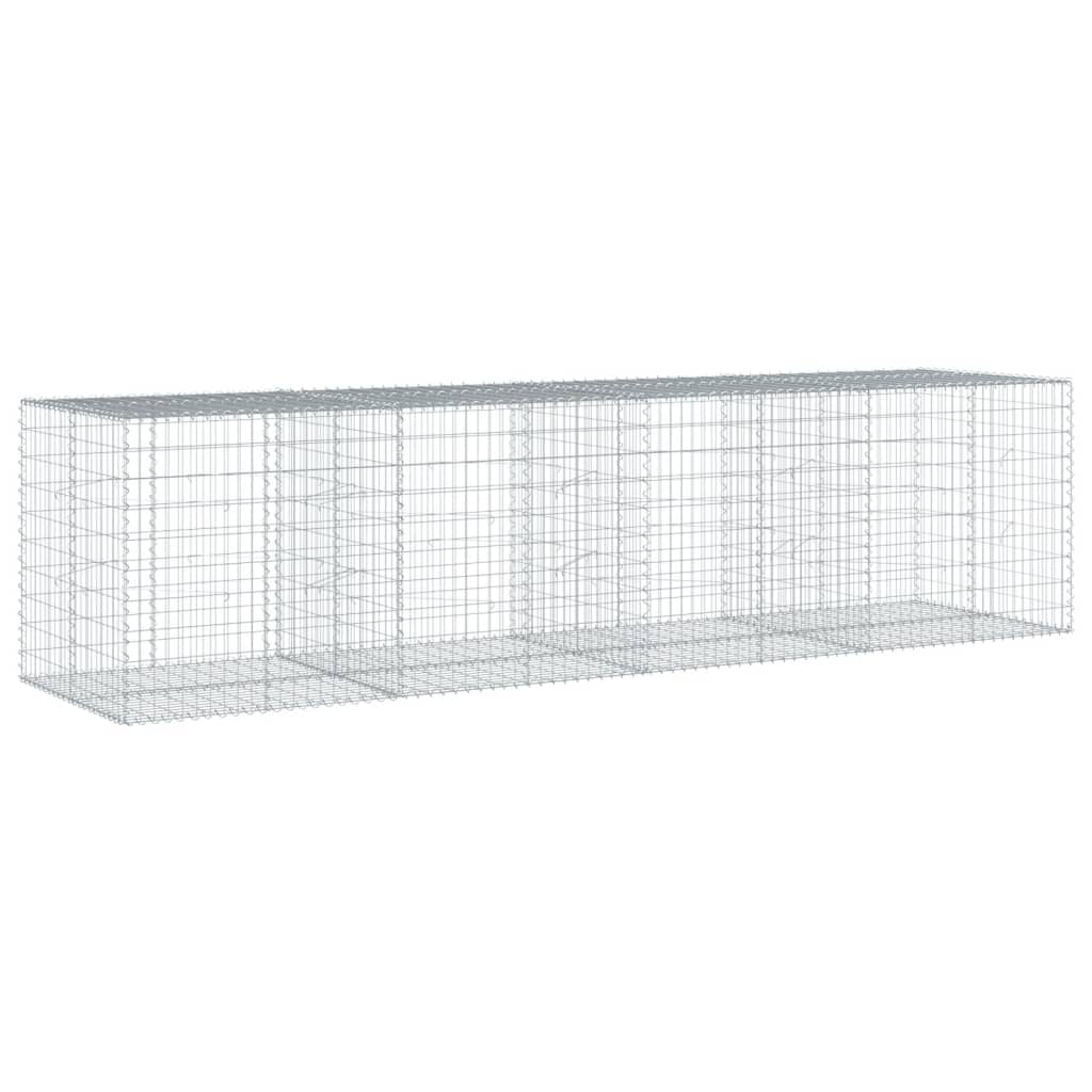 vidaXL Gabione mit Deckel 400x100x100 cm Verzinktes Eisen