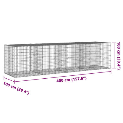 vidaXL Gabione mit Deckel 400x100x100 cm Verzinktes Eisen