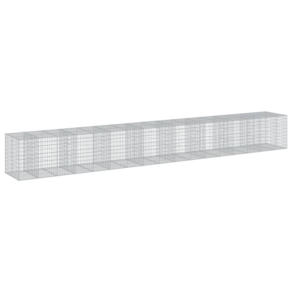 vidaXL Gabione mit Deckel 950x100x100 cm Verzinktes Eisen