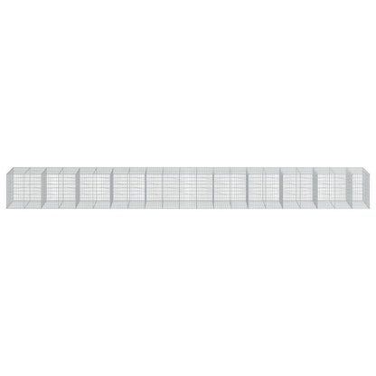 vidaXL Gabione mit Deckel 1050x100x100 cm Verzinktes Eisen