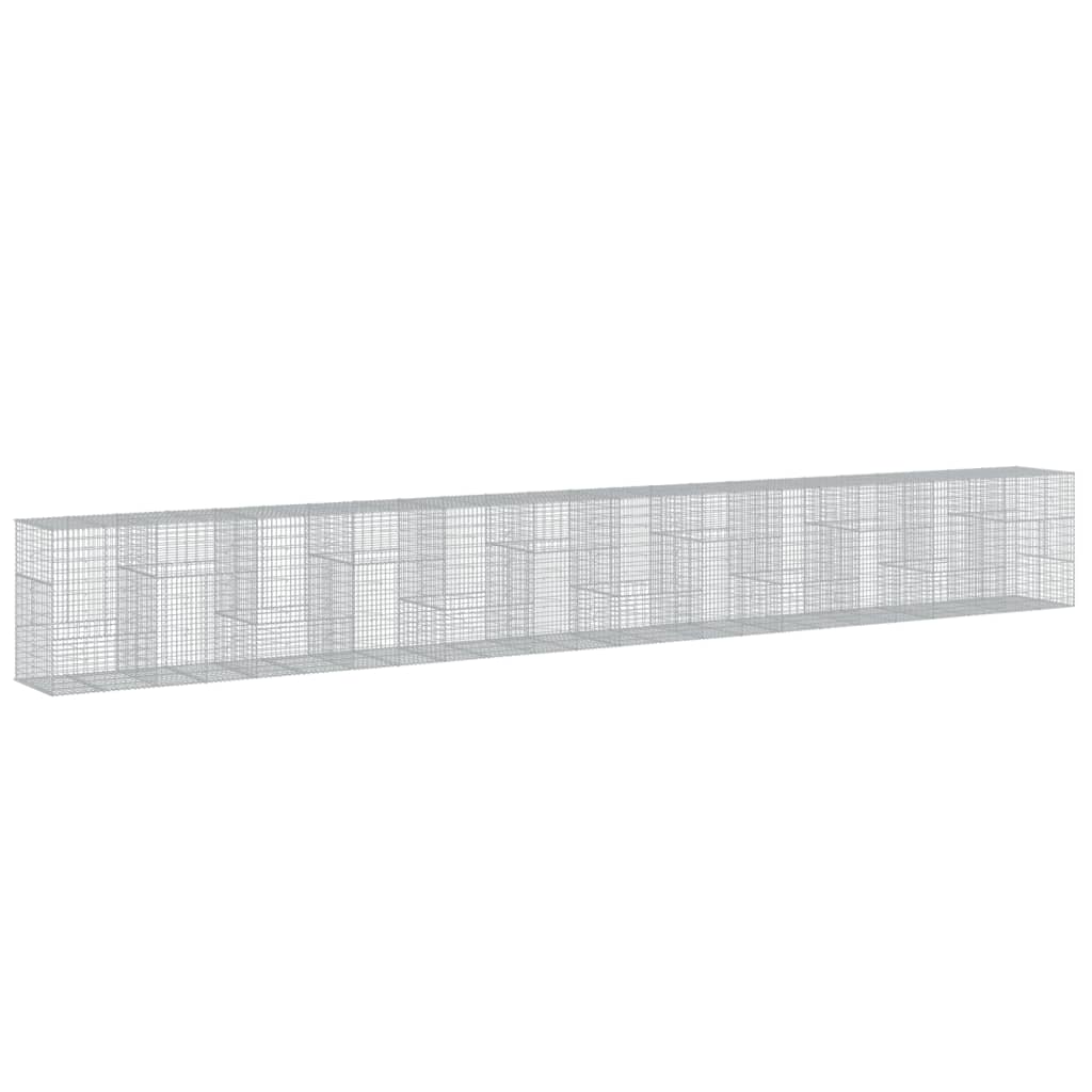 vidaXL Gabione mit Deckel 1200x100x150 cm Verzinktes Eisen