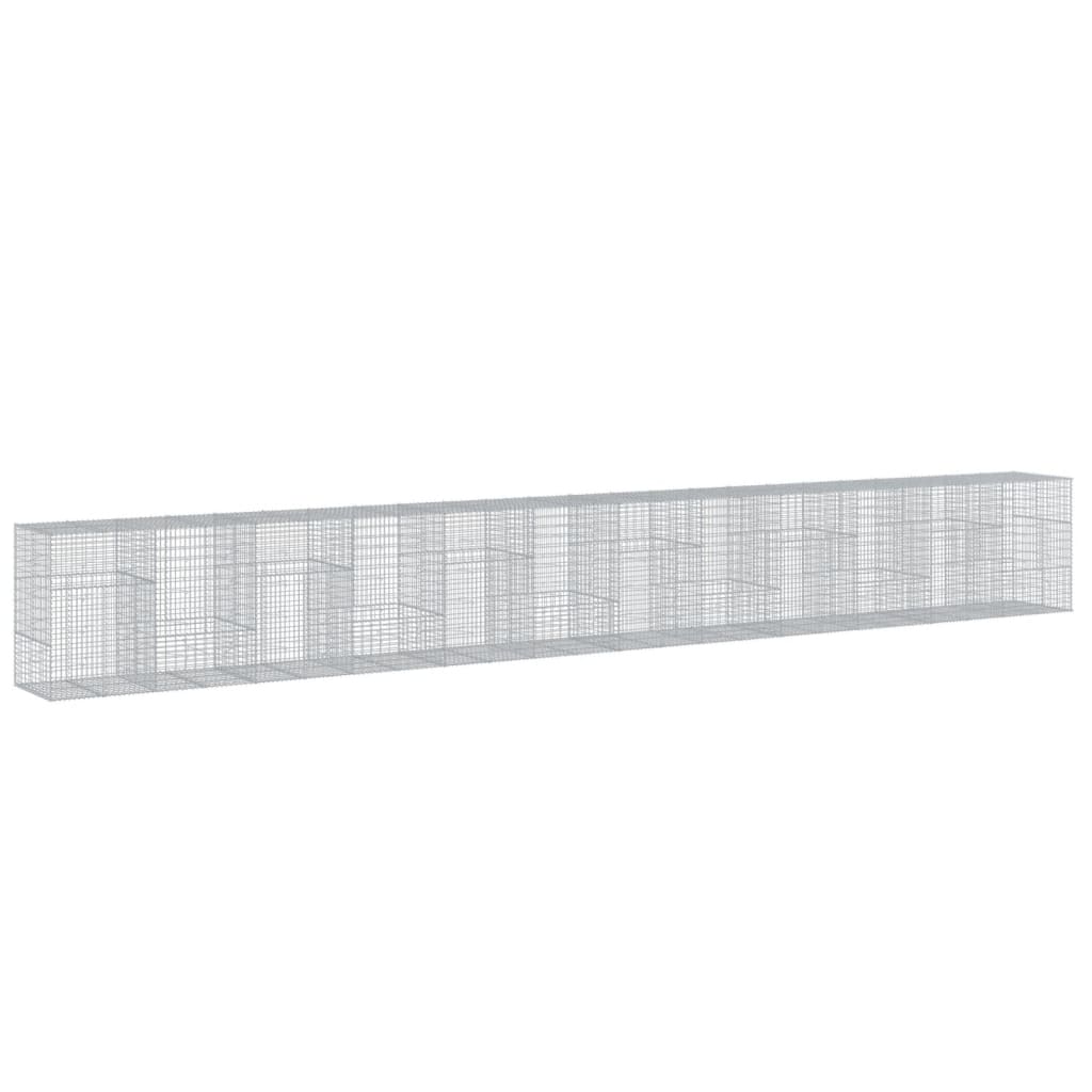 vidaXL Gabione mit Deckel 1200x100x150 cm Verzinktes Eisen