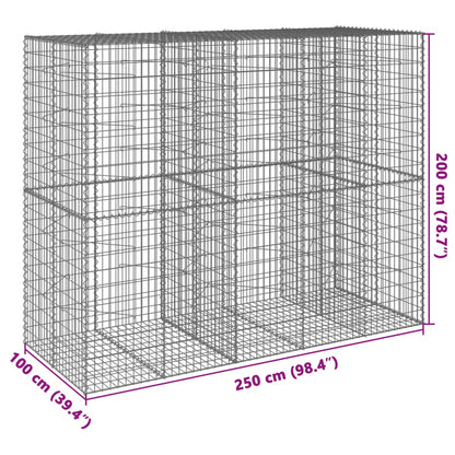 vidaXL Gabione mit Deckel 250x100x200 cm Verzinktes Eisen