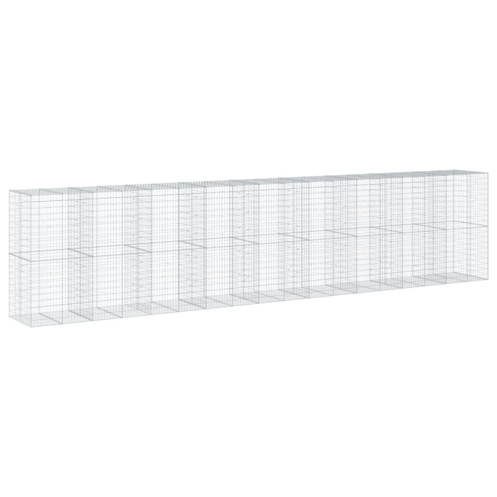 vidaXL Gabione mit Deckel 900x100x200 cm Verzinktes Eisen