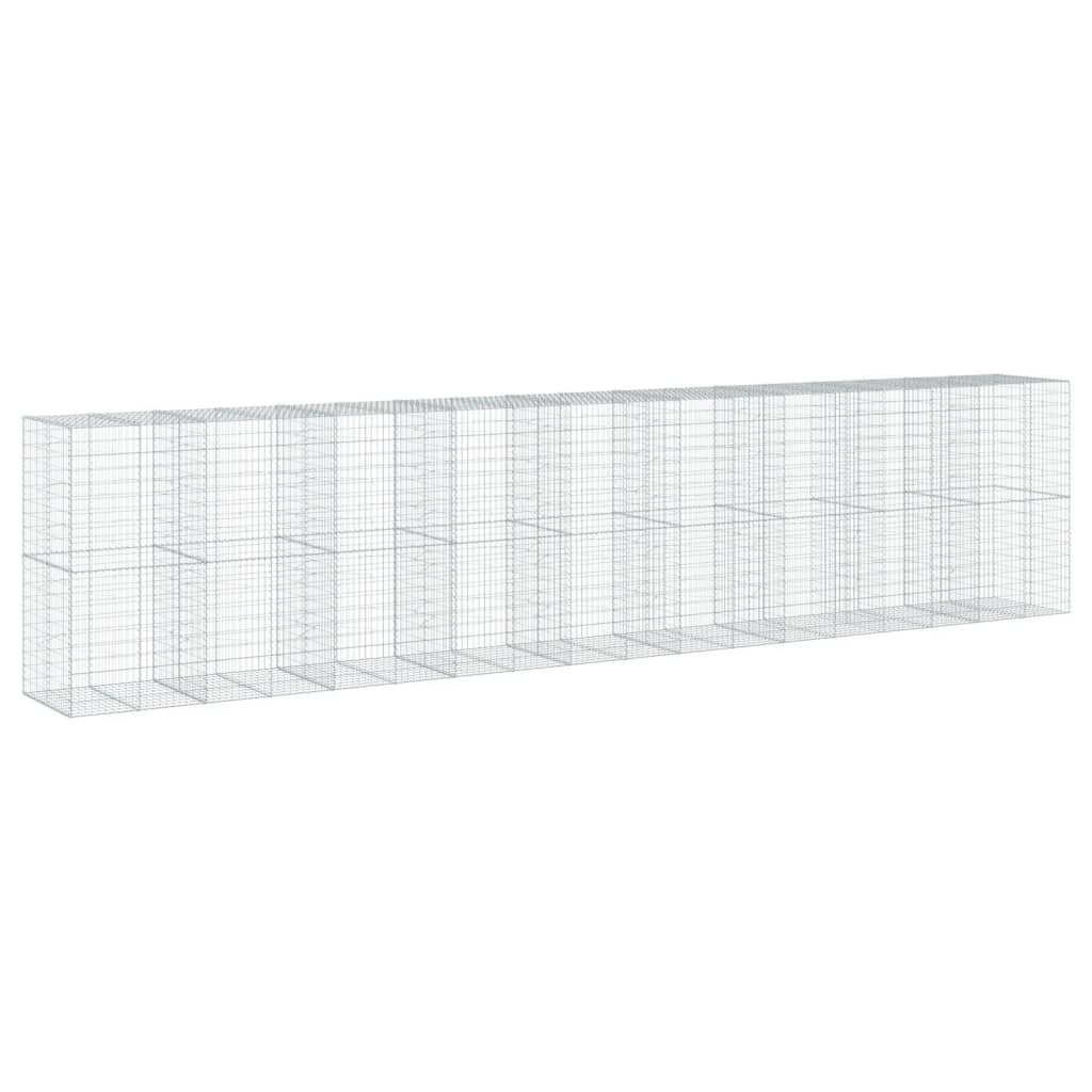 vidaXL Gabione mit Deckel 900x100x200 cm Verzinktes Eisen