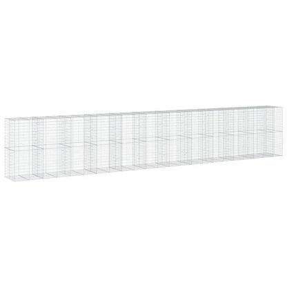 vidaXL Gabione mit Deckel 1150x100x200 cm Verzinktes Eisen