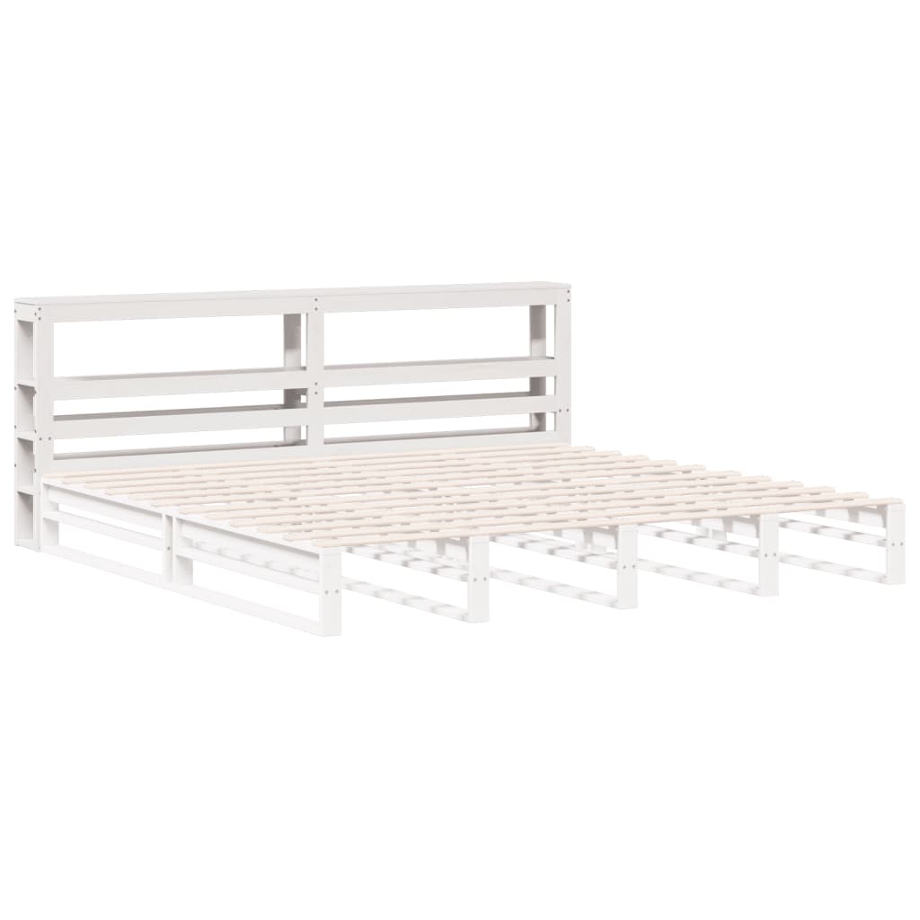 vidaXL Kopfteil mit Ablagen Weiß 200 cm Massivholz Kiefer