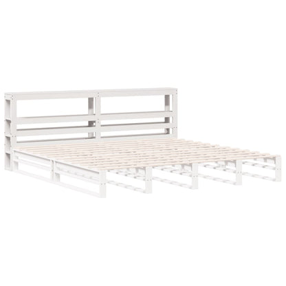 vidaXL Kopfteil mit Ablagen Weiß 200 cm Massivholz Kiefer