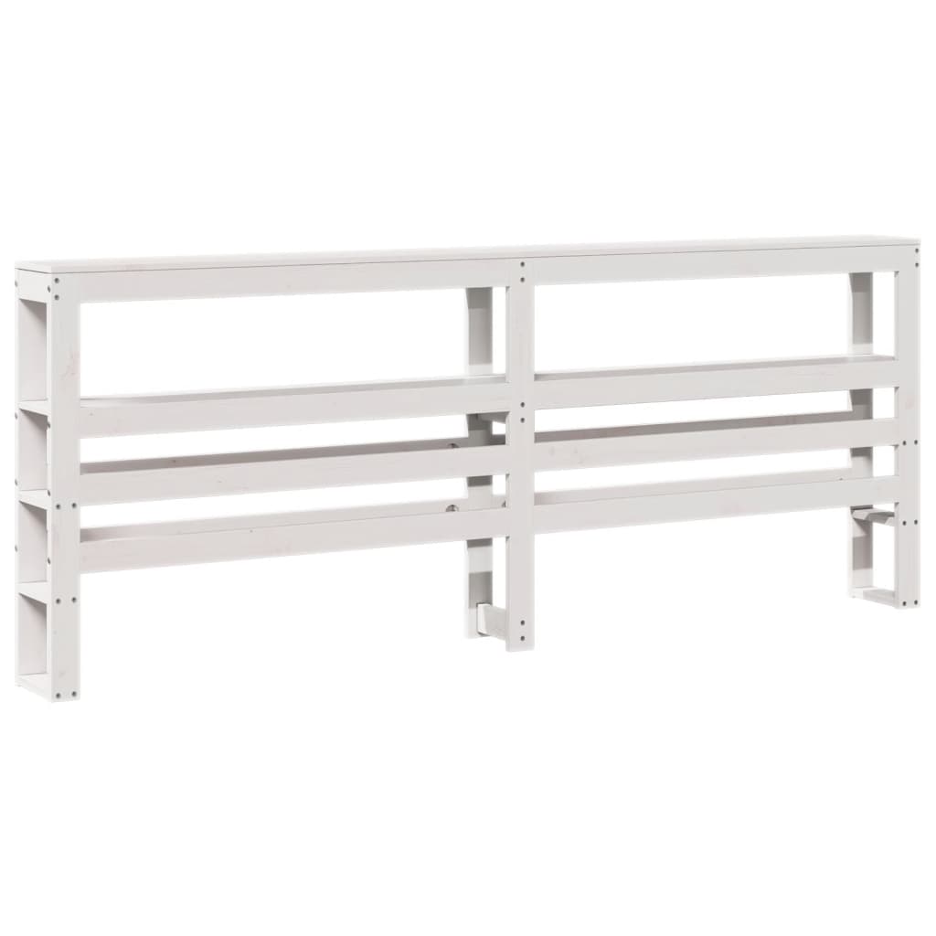 vidaXL Kopfteil mit Ablagen Weiß 200 cm Massivholz Kiefer