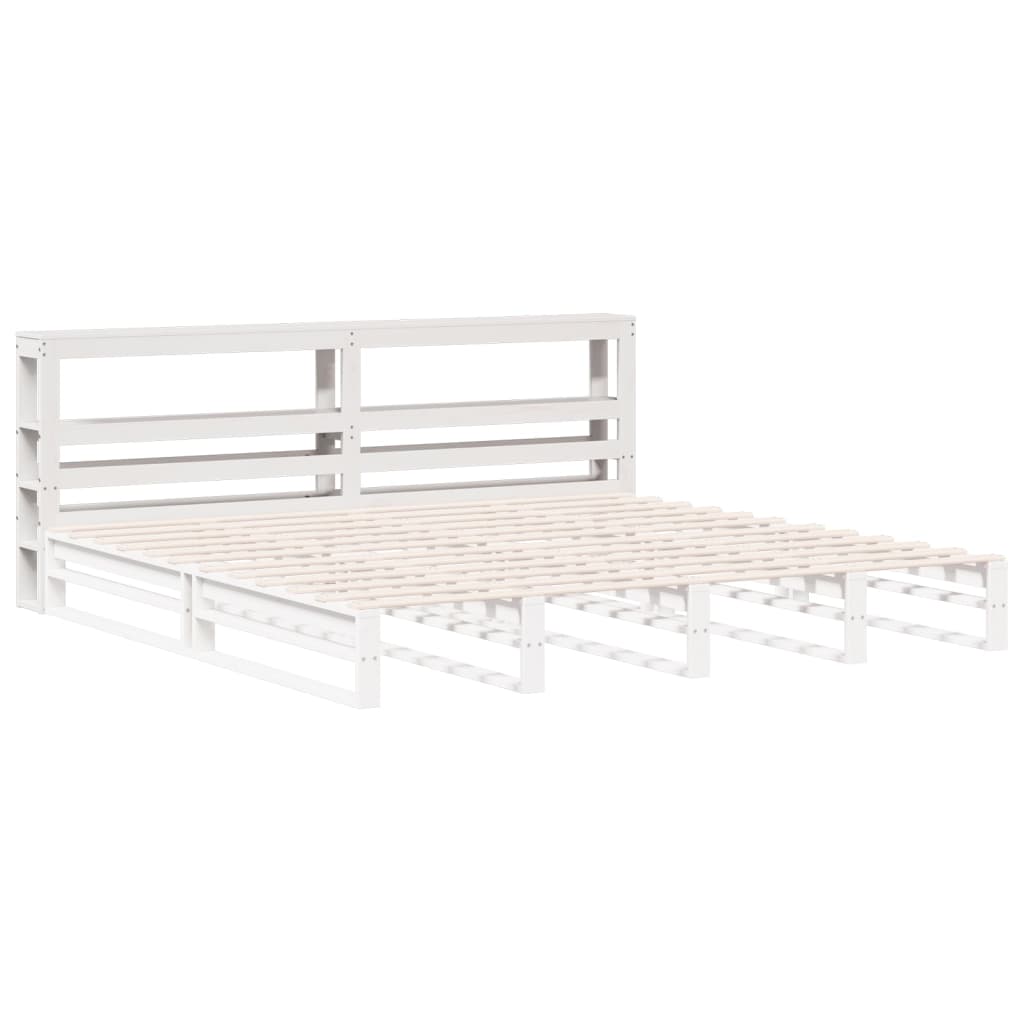 vidaXL Kopfteil mit Ablagen Weiß 180 cm Massivholz Kiefer
