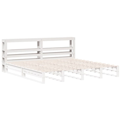 vidaXL Kopfteil mit Ablagen Weiß 180 cm Massivholz Kiefer