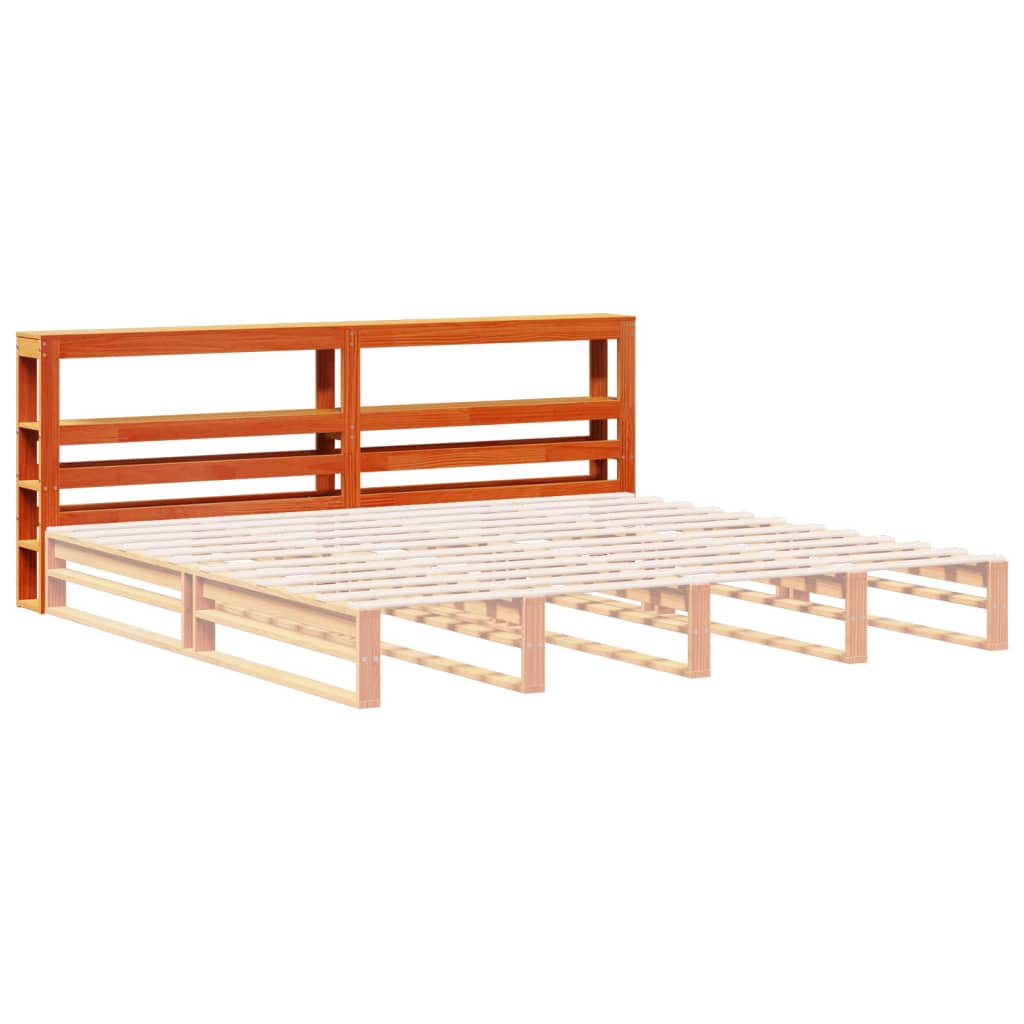 vidaXL Kopfteil mit Ablagen Wachsbraun 180 cm Massivholz Kiefer