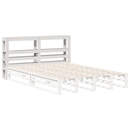vidaXL Kopfteil mit Ablagen Weiß 160 cm Massivholz Kiefer