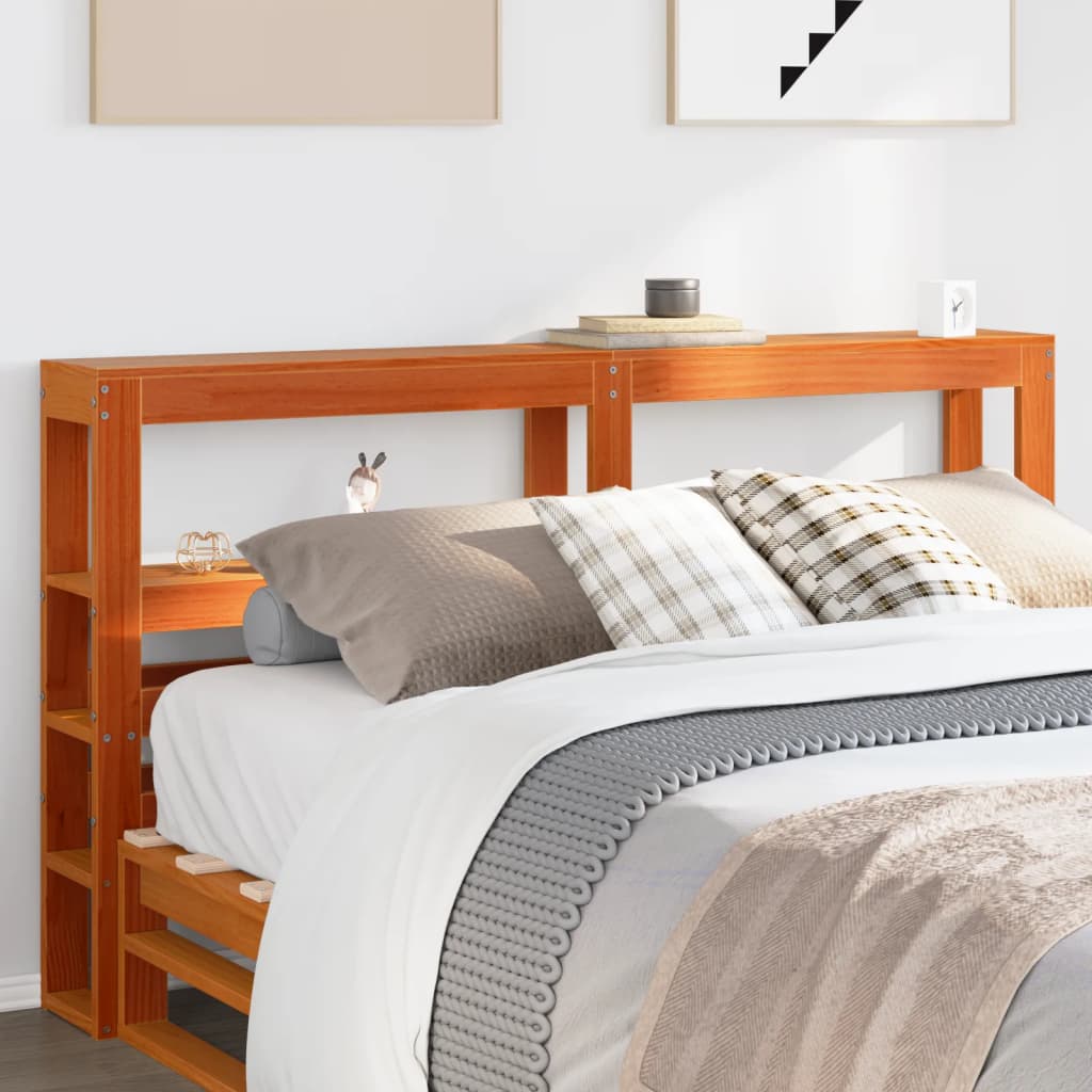 vidaXL Kopfteil mit Ablagen Wachsbraun 150 cm Massivholz Kiefer