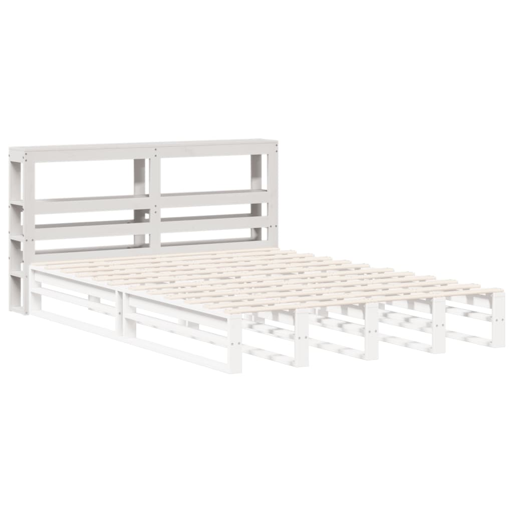 vidaXL Kopfteil mit Ablagen Weiß 140 cm Massivholz Kiefer