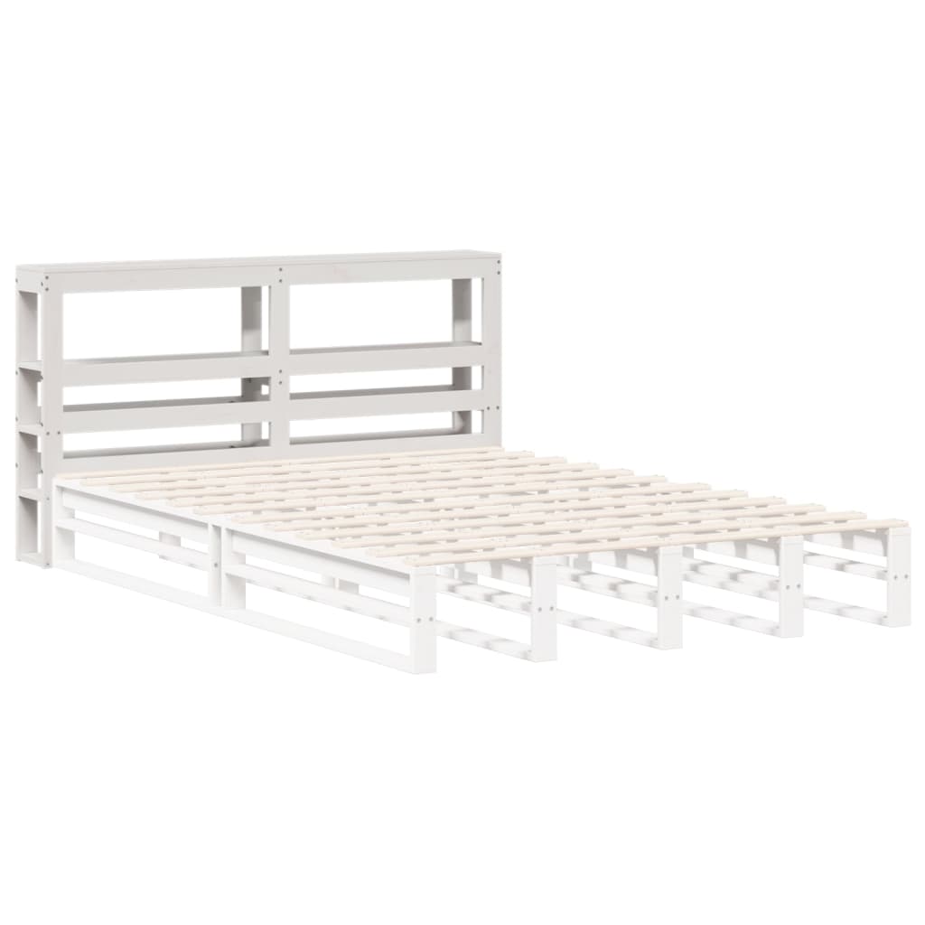 vidaXL Kopfteil mit Ablagen Weiß 135 cm Massivholz Kiefer