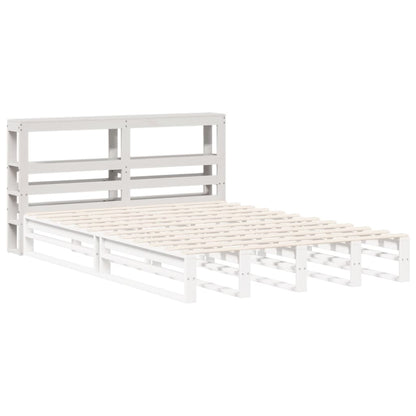 vidaXL Kopfteil mit Ablagen Weiß 135 cm Massivholz Kiefer