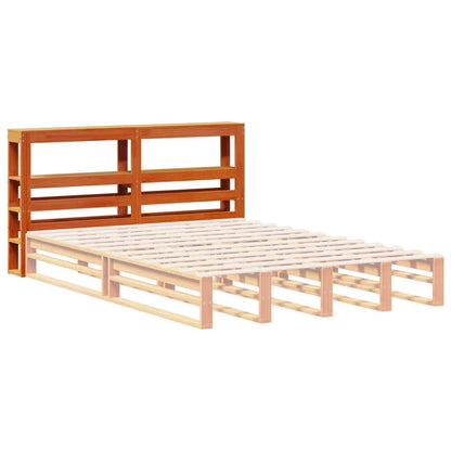 vidaXL Kopfteil mit Ablagen Wachsbraun 135 cm Massivholz Kiefer