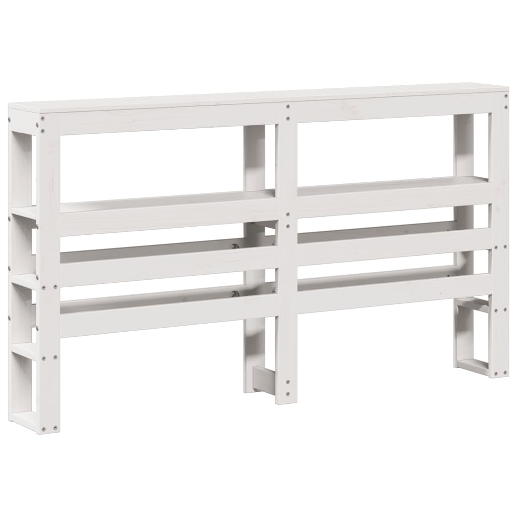 vidaXL Kopfteil mit Ablagen Weiß 120 cm Massivholz Kiefer