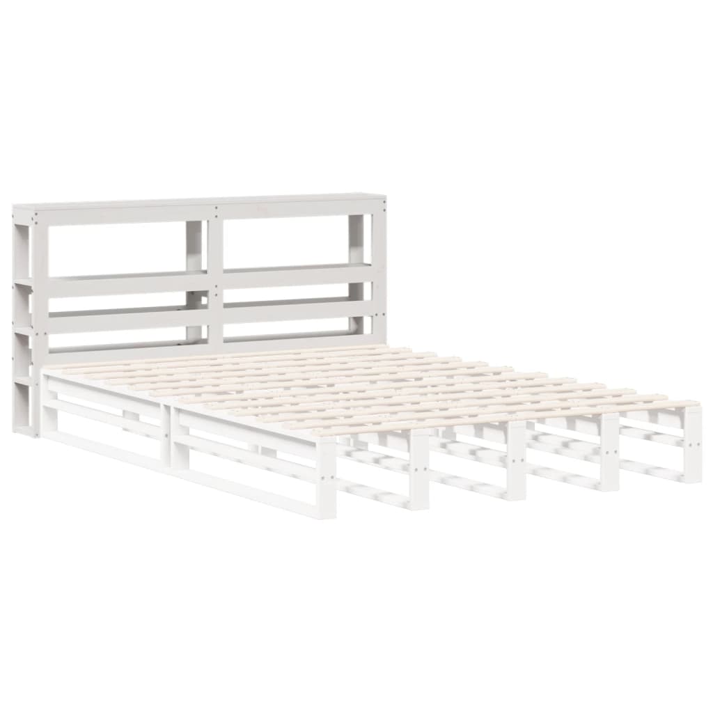 vidaXL Kopfteil mit Ablagen Weiß 120 cm Massivholz Kiefer