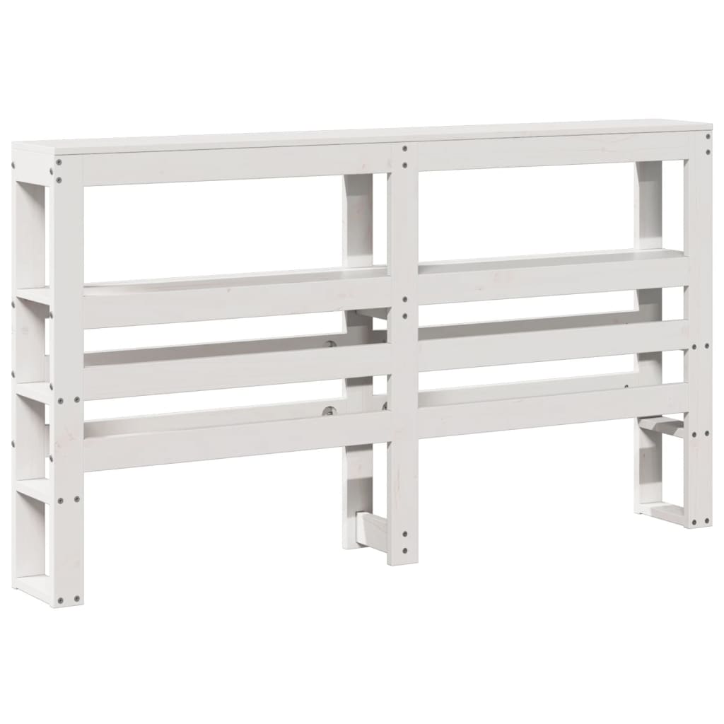 vidaXL Kopfteil mit Ablagen Weiß 120 cm Massivholz Kiefer