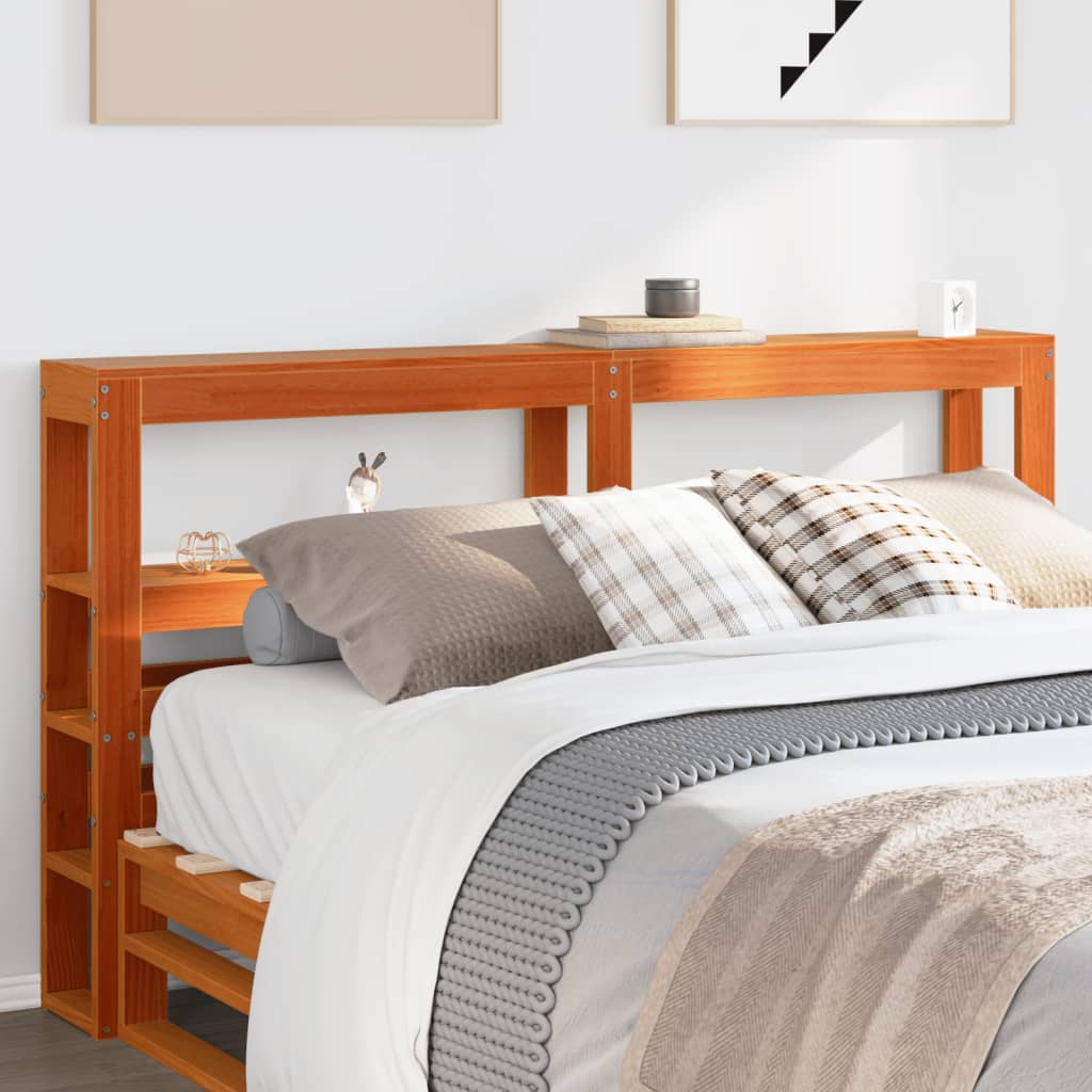 vidaXL Kopfteil mit Ablagen Wachsbraun 120 cm Massivholz Kiefer