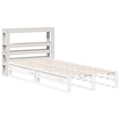vidaXL Kopfteil mit Ablagen Weiß 90 cm Massivholz Kiefer