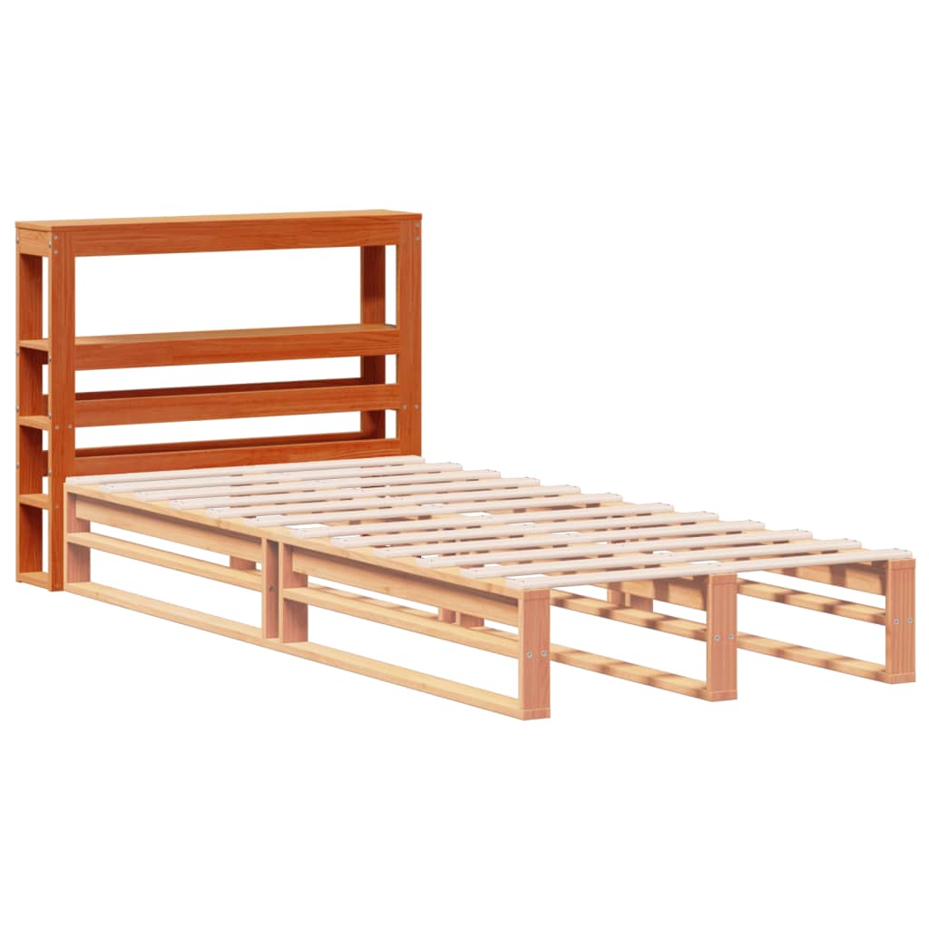 vidaXL Kopfteil mit Ablagen Wachsbraun 90 cm Massivholz Kiefer