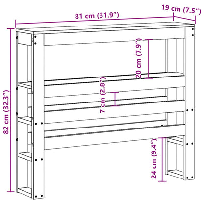 vidaXL Kopfteil mit Ablagen Weiß 75 cm Massivholz Kiefer
