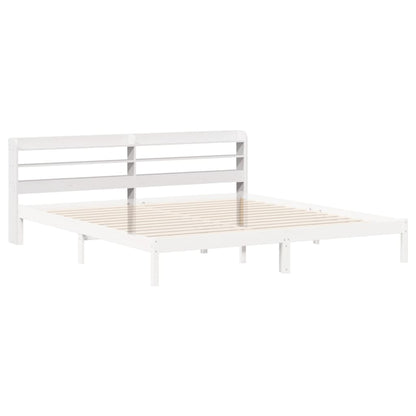 vidaXL Kopfteil mit Ablagen Weiß 200 cm Massivholz Kiefer