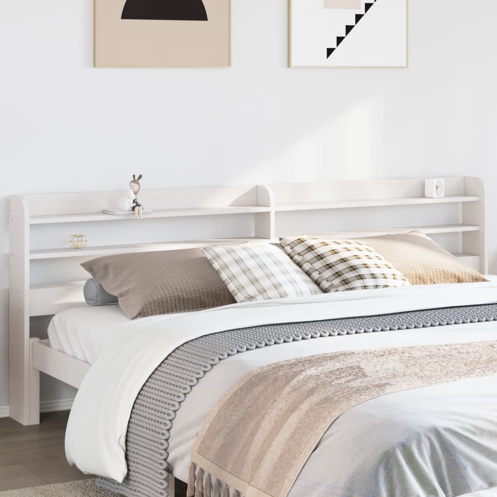 vidaXL Kopfteil mit Ablagen Weiß 200 cm Massivholz Kiefer