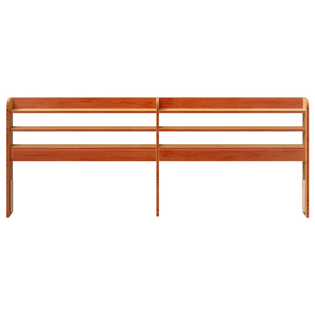 Kopfteil mit Ablagen Wachsbraun 200 cm Massivholz Kiefer