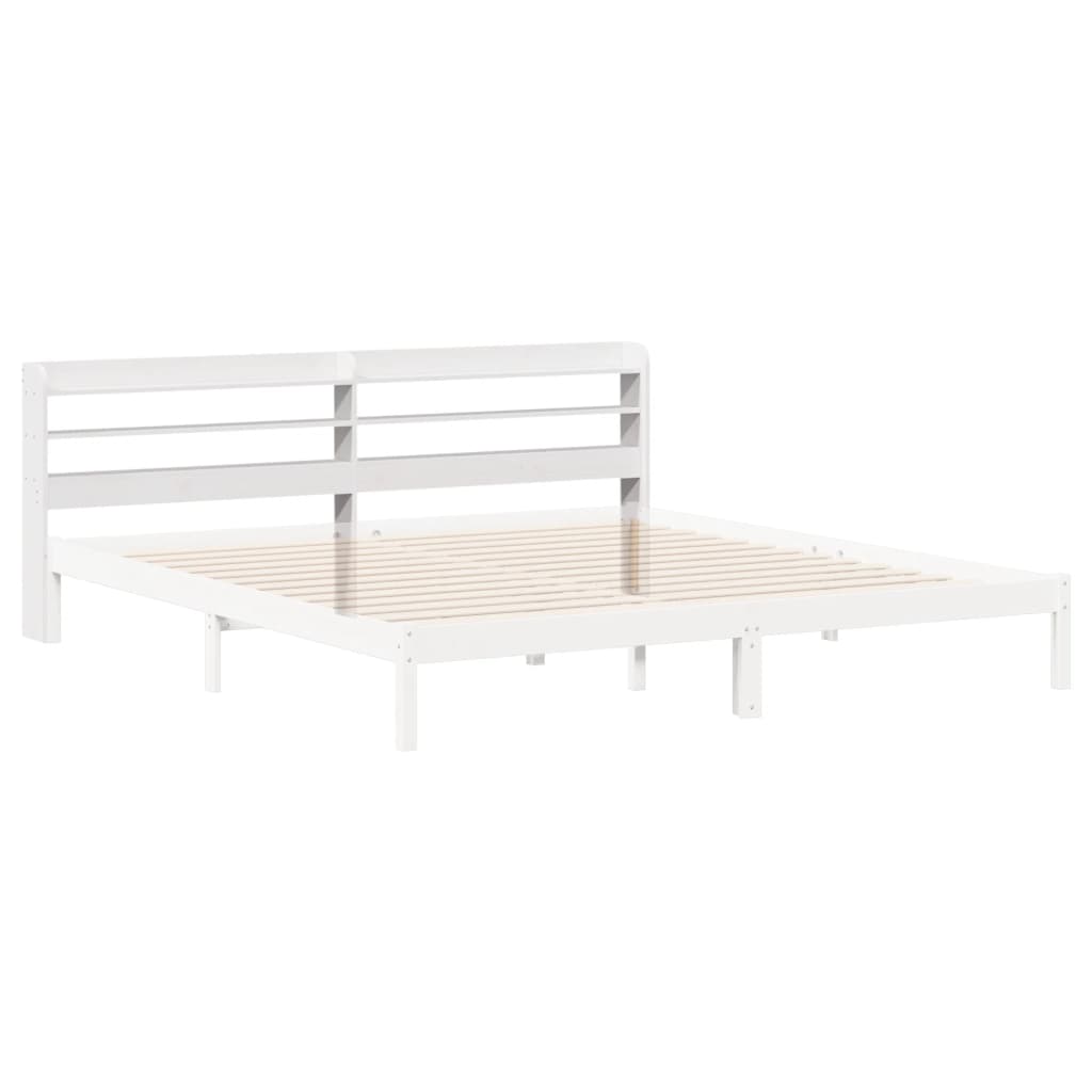 vidaXL Kopfteil mit Ablagen Weiß 180 cm Massivholz Kiefer