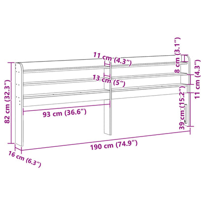 vidaXL Kopfteil mit Ablagen Weiß 180 cm Massivholz Kiefer