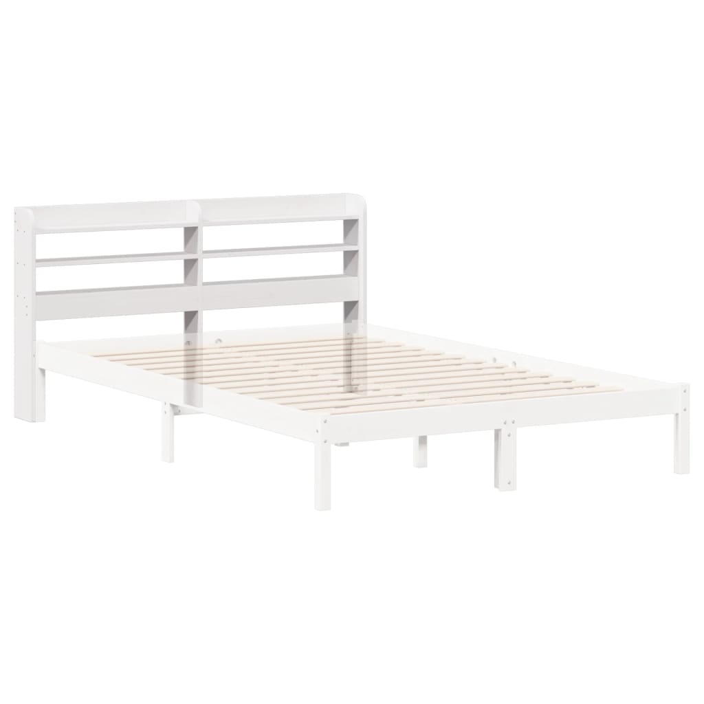 vidaXL Kopfteil mit Ablagen Weiß 160 cm Massivholz Kiefer