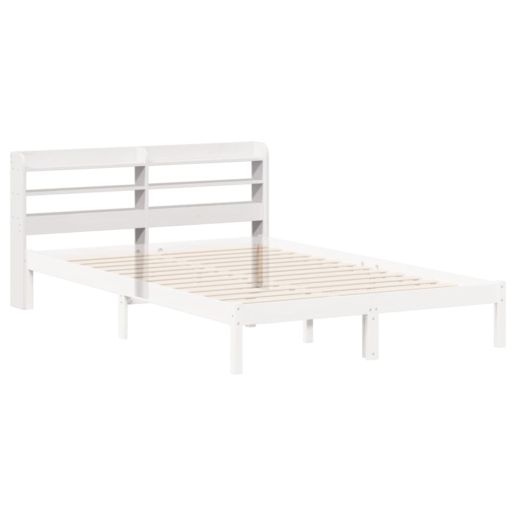 vidaXL Kopfteil mit Ablagen Weiß 140 cm Massivholz Kiefer