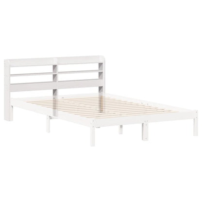 vidaXL Kopfteil mit Ablagen Weiß 140 cm Massivholz Kiefer