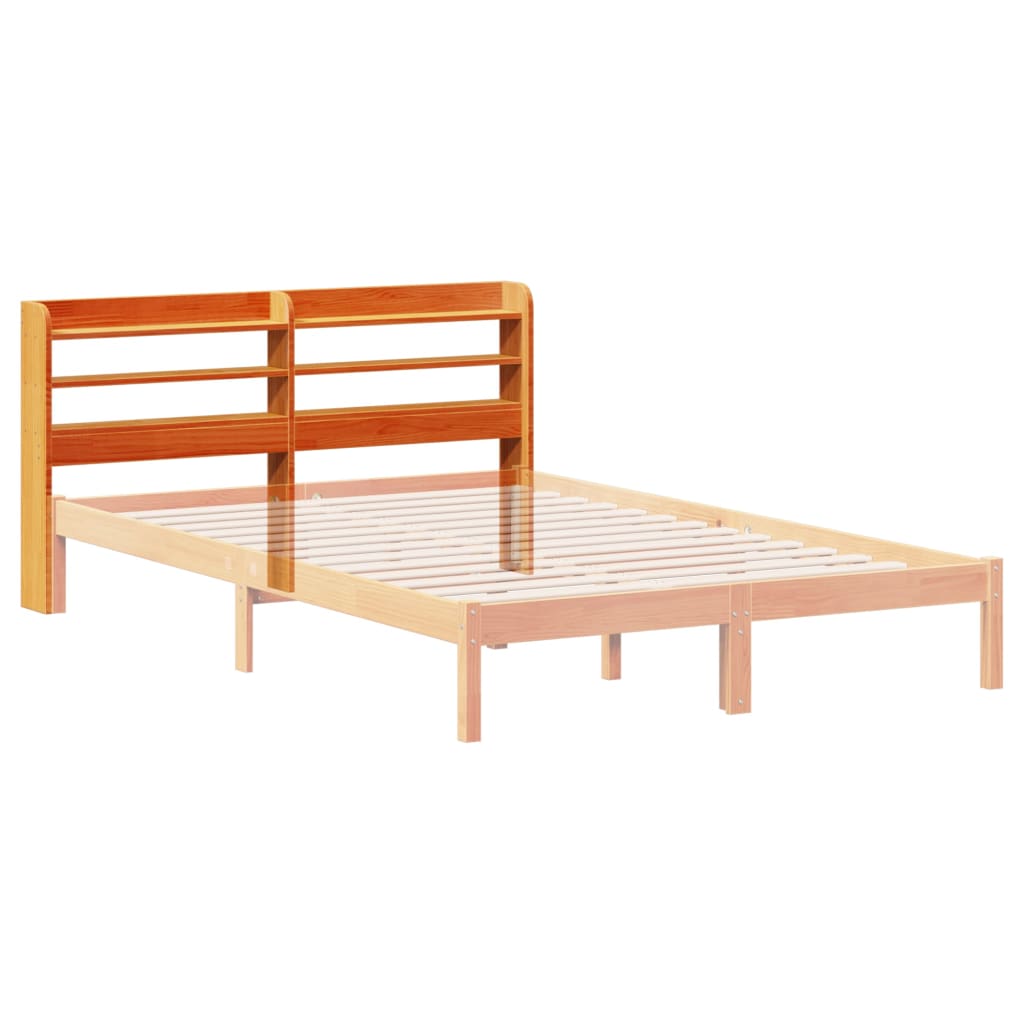 vidaXL Kopfteil mit Ablagen Wachsbraun 135 cm Massivholz Kiefer