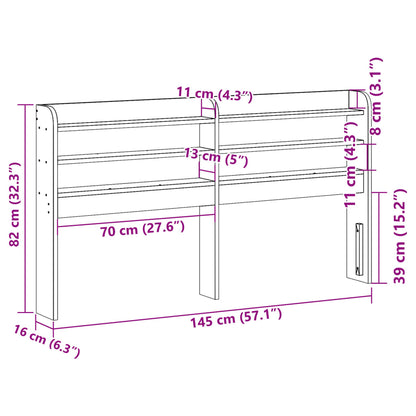 vidaXL Kopfteil mit Ablagen Wachsbraun 135 cm Massivholz Kiefer