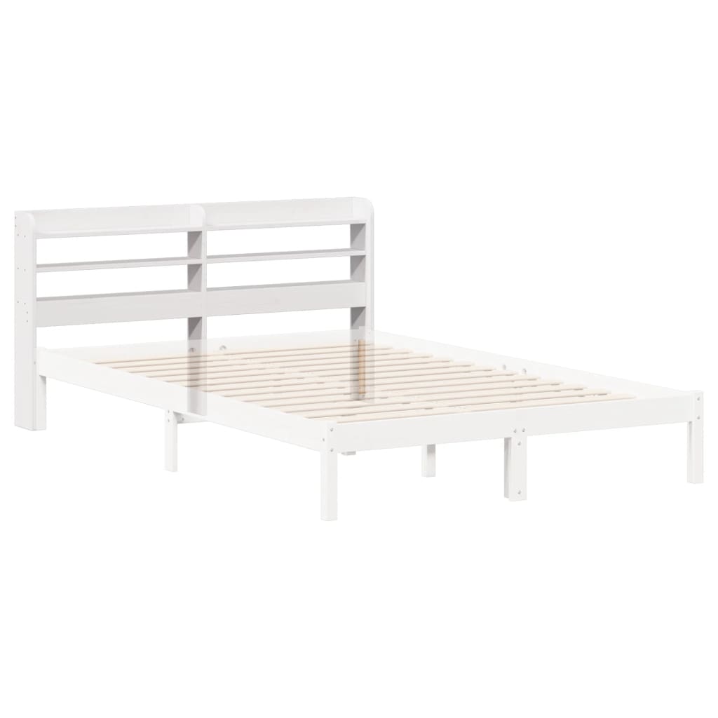 vidaXL Kopfteil mit Ablagen Weiß 120 cm Massivholz Kiefer