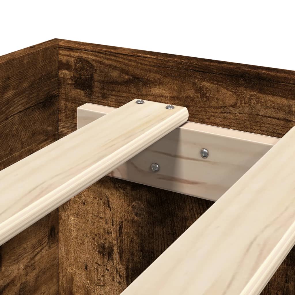 Bettgestell mit Kopfteil Räuchereiche 120x200 cm Holzwerkstoff