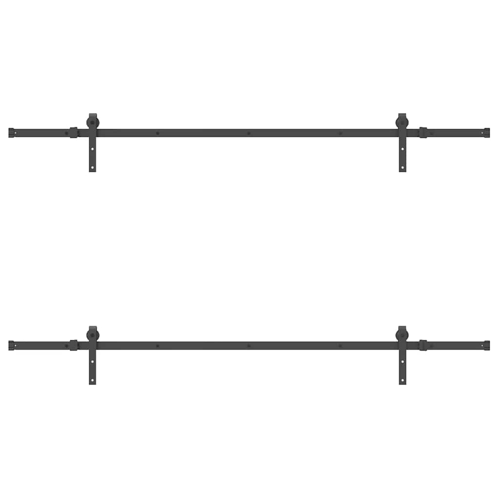 Schiebetürbeschlag-Set 213,5 cm Stahl Schwarz