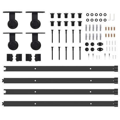 Schiebetürbeschlag-Set 213,5 cm Stahl Schwarz