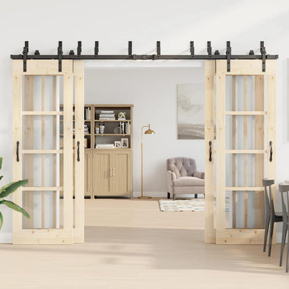 Schiebetürbeschlag-Set 305 cm Stahl Schwarz